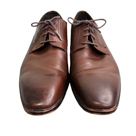 Saks Fifth Avenue Tatum Oxford Brown Leather Dress Shoes size 10 Men - Picture 3 of 9